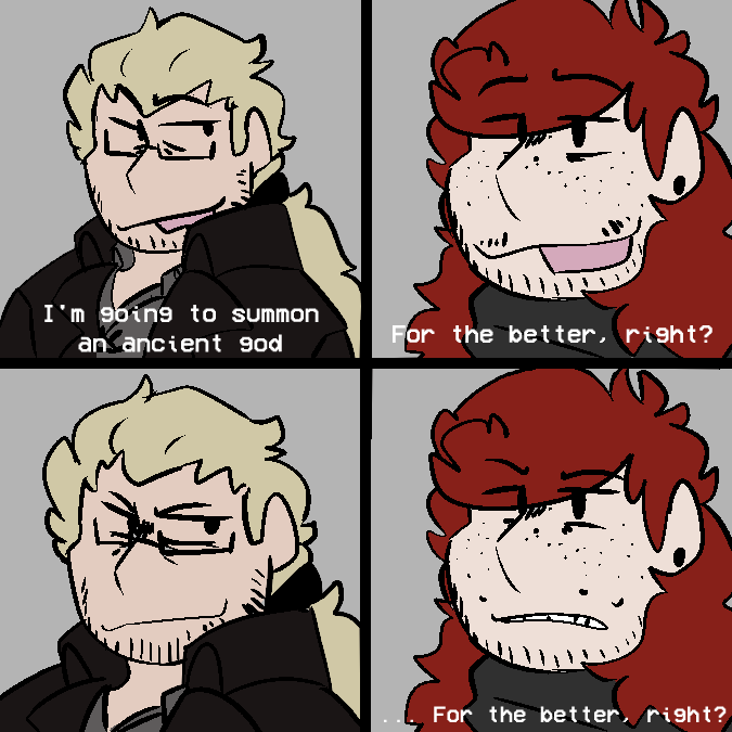 March 2022- Meme drawing when I was really starting to develop these characters. They have so many problems.